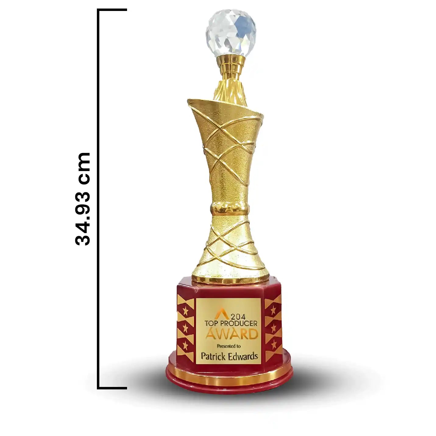 Elegant Crystal-Studded Champion's Gold Trophy